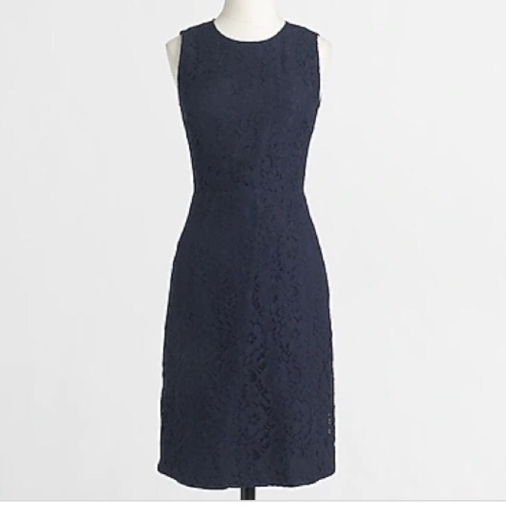 J Crew Navy Lace Pencil Dress